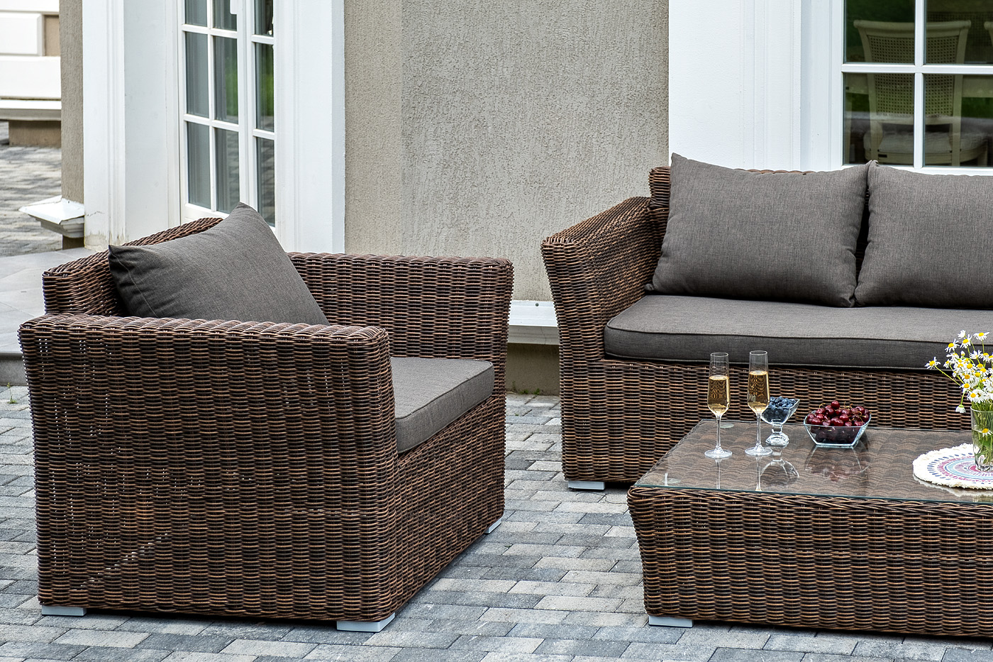 фото "капучино" лаунж-зона из искусственного ротанга, цвет коричневый