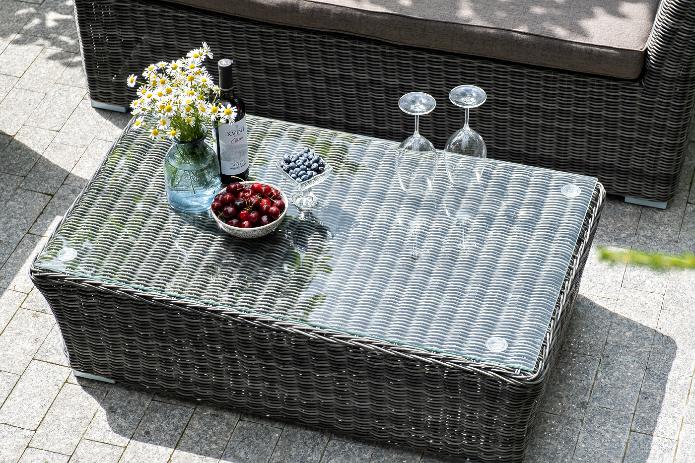 фото "капучино" лаунж-зона из искусственного ротанга, цвет графит