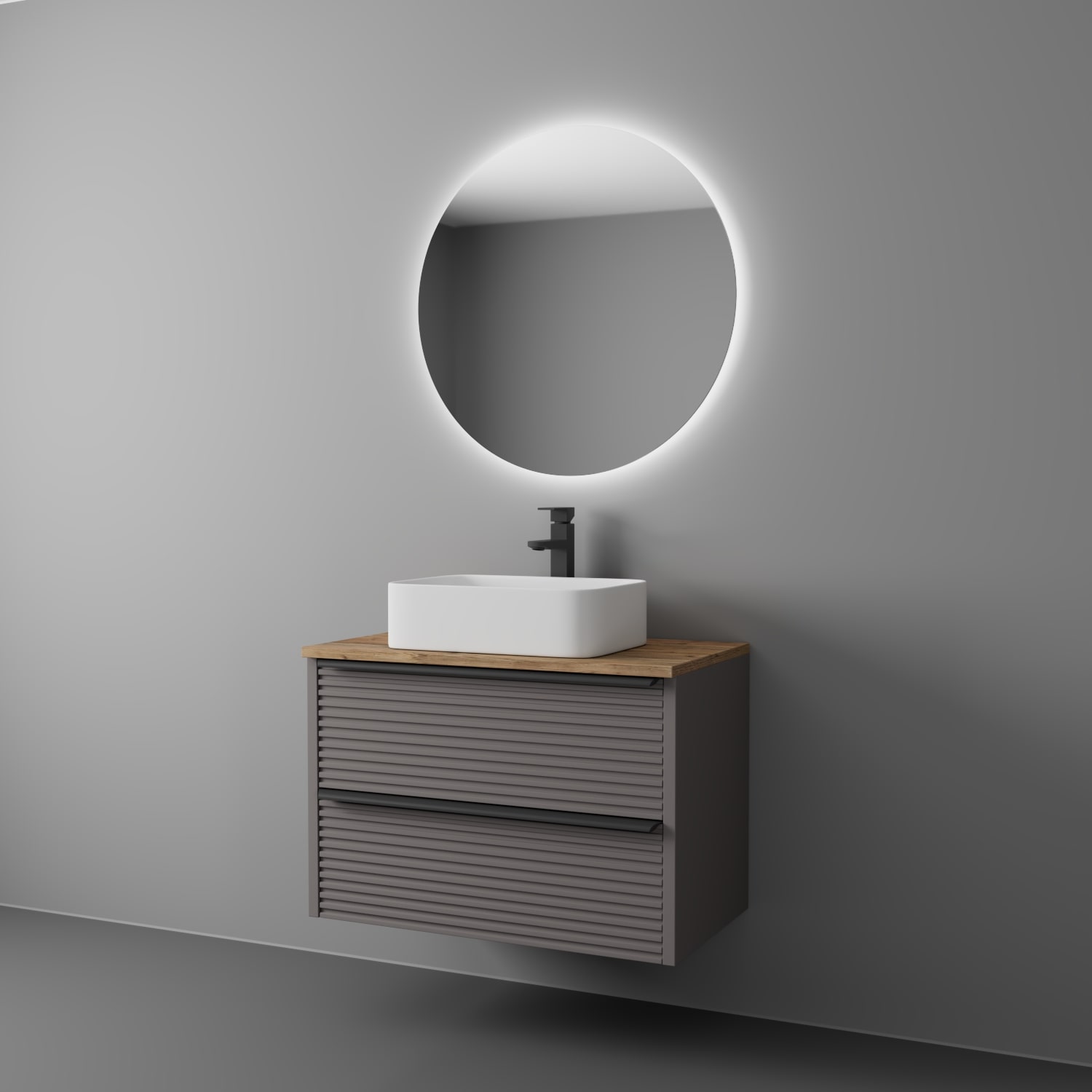 фото тумба с 2 ящ. torno 85 с накладной раковиной, капучино матовый