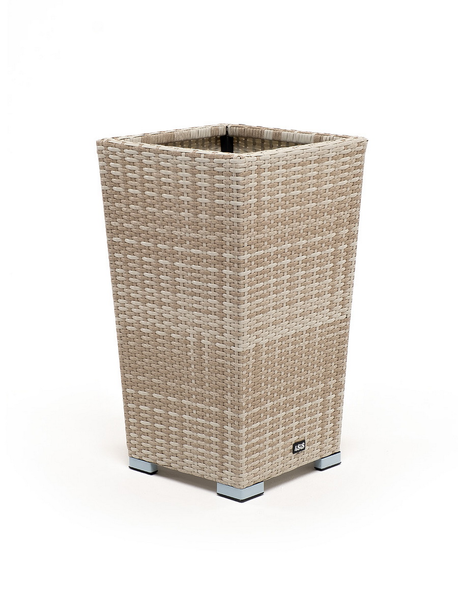 фото "капучино" кашпо для цветов плетеное из искусственного ротанга, цвет бежевый