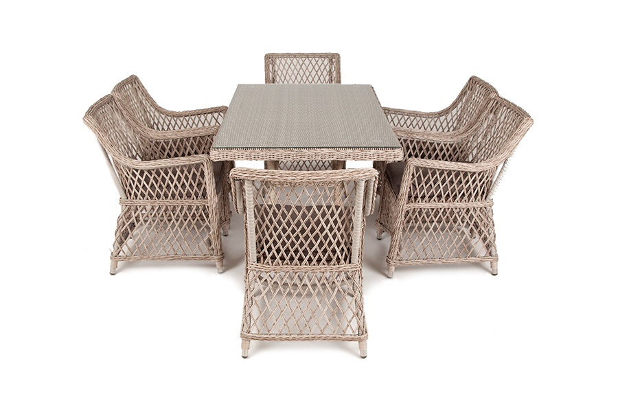 фото "латте" обеденная группа плетеная, цвет бежевый