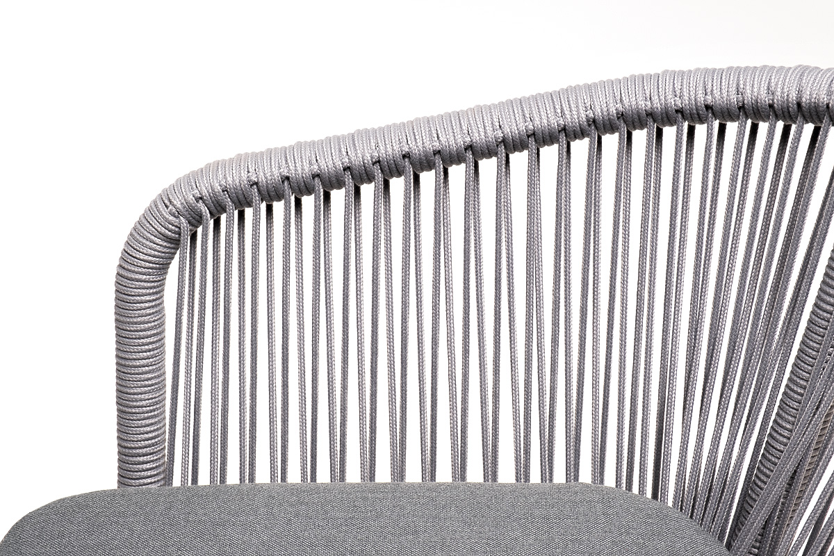 фото "малага" обеденная группа на 6 персон со стульями "марсель", каркас белый, роуп светло-серый