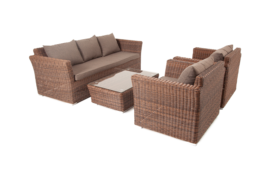 фото "капучино" лаунж-зона из искусственного ротанга, цвет коричневый