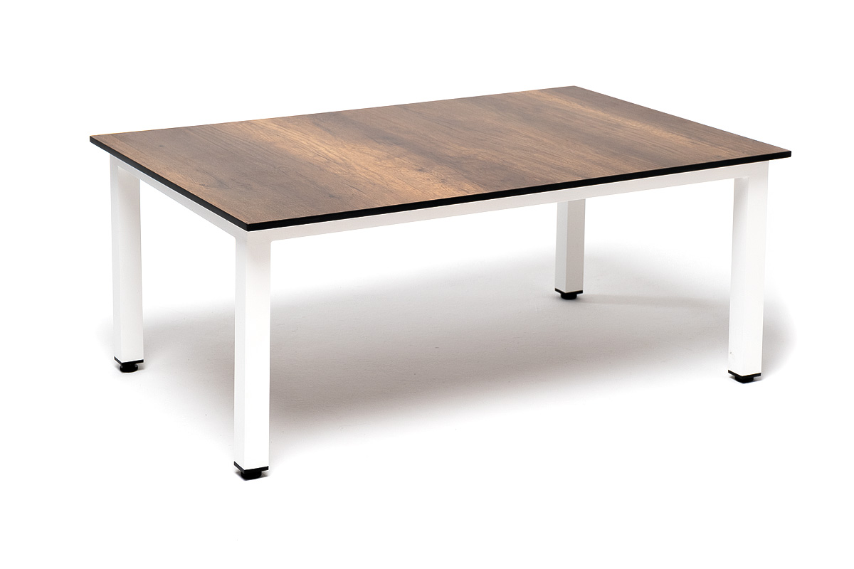 фото "канны" журнальный столик из hpl 90х60, h40, каркас белый, цвет столешницы "дуб"