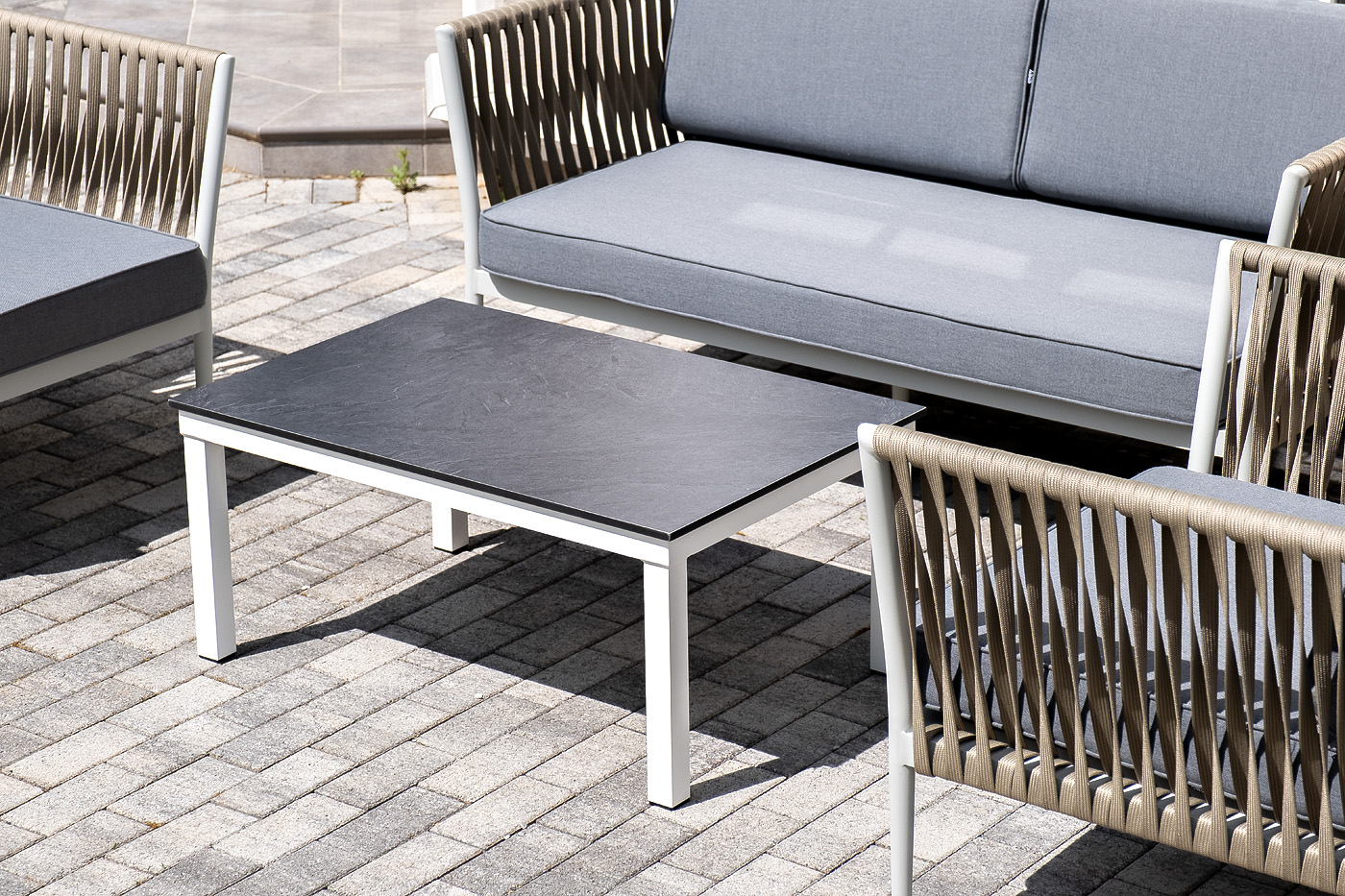 фото "касабланка" лаунж-зона плетеная из роупа 4-местная, цвет серый