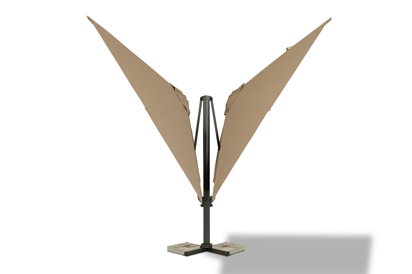 фото "фабриано" зонт двухкупольный 3x3м на алюминиевой опоре, тент темно-серый