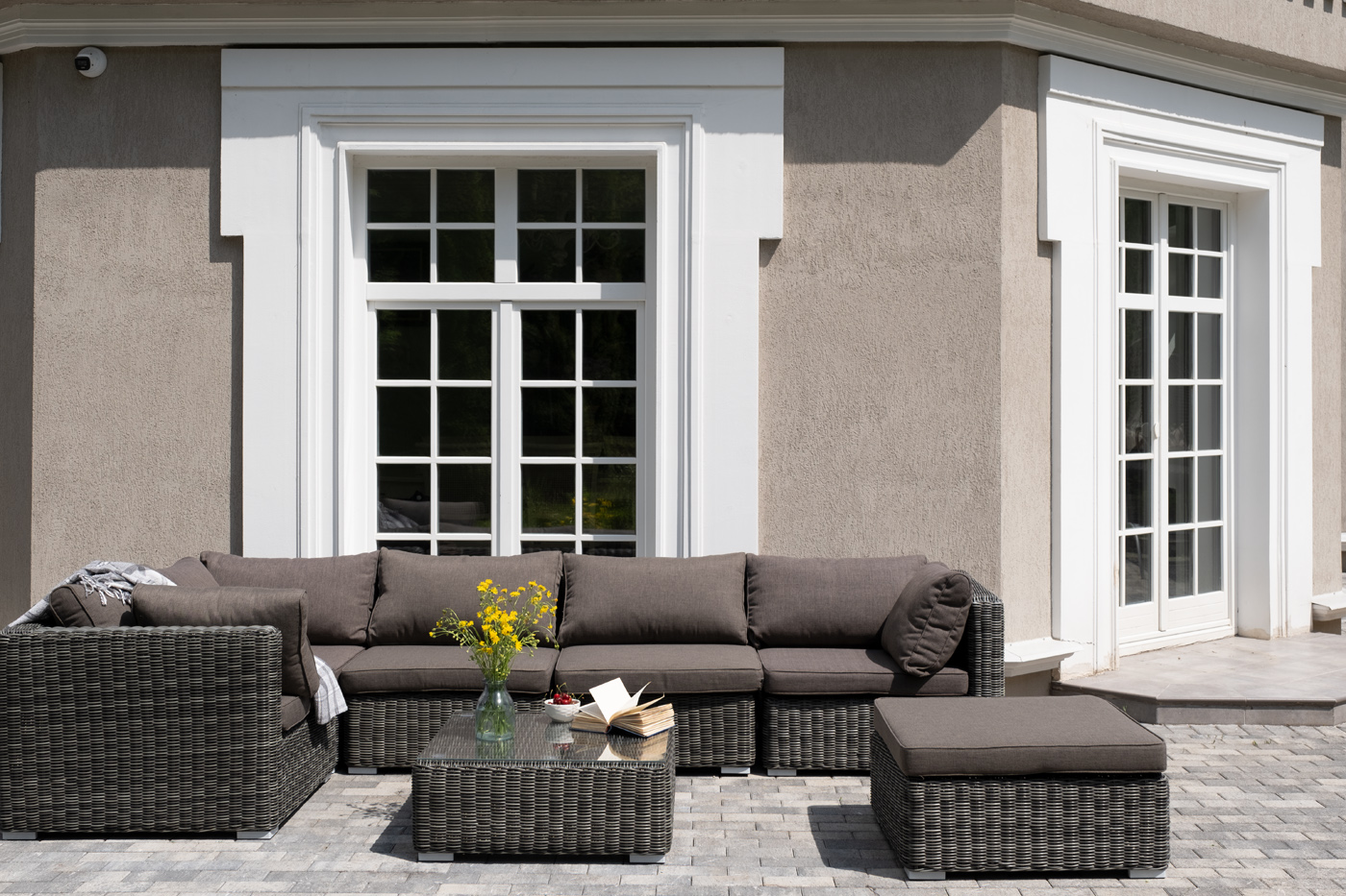 фото "лунго" трансформирующаяся лаунж-зона из искусственного ротанга, цвет графит