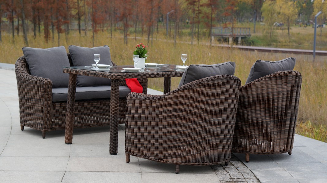 фото "кон панна" диван из искусственного ротанга двухместный, цвет коричневый