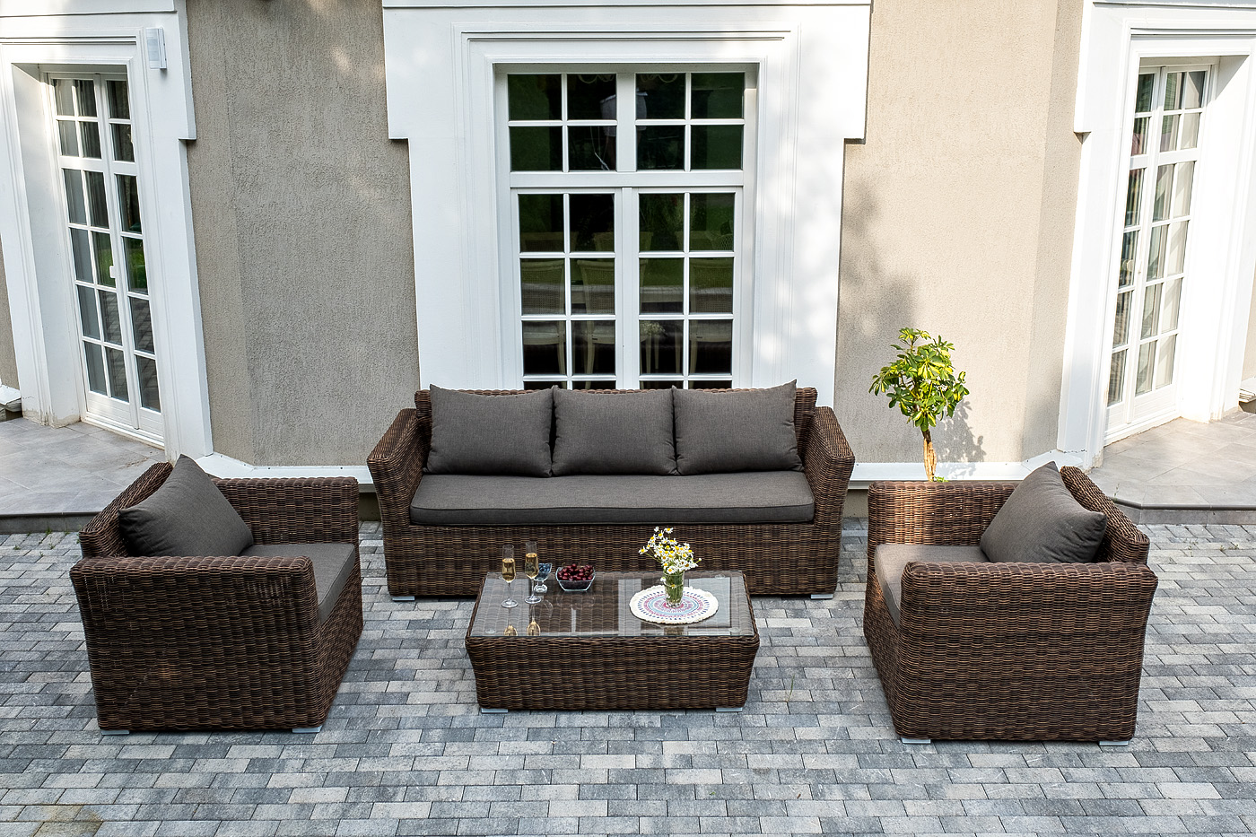 фото "капучино" лаунж-зона из искусственного ротанга, цвет коричневый