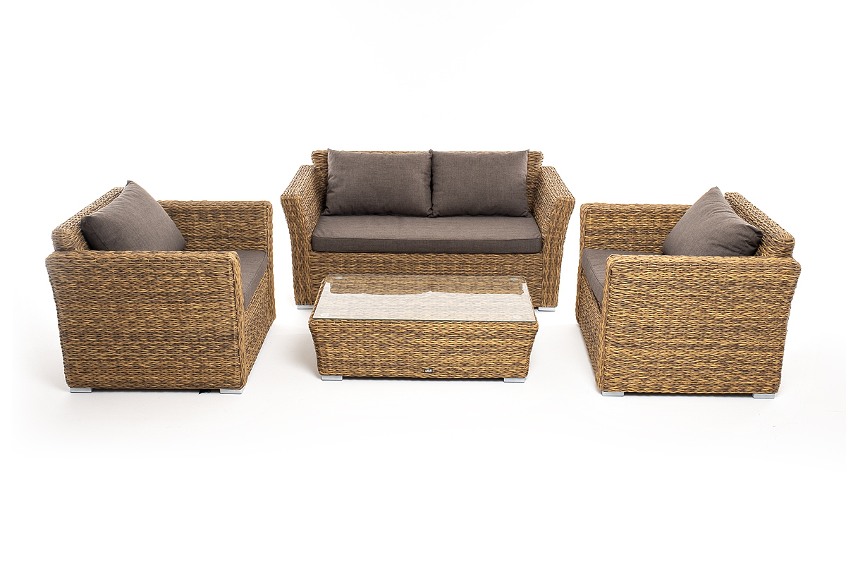 фото "капучино сингл" лаунж-зона из искусственного ротанга (гиацинт), цвет соломенный