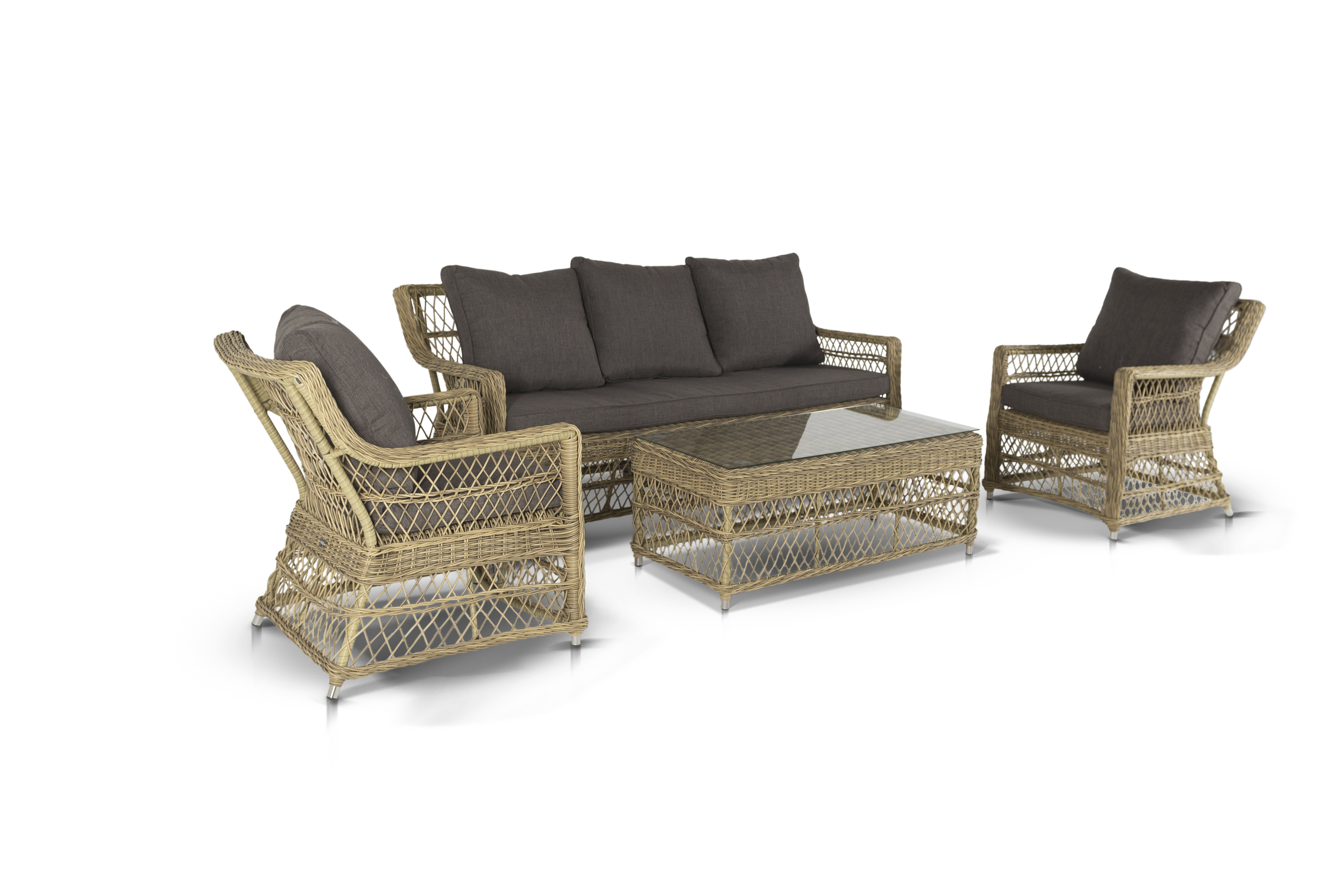 фото "гранд латте" лаунж-зона из искусственного ротанга, цвет соломенный