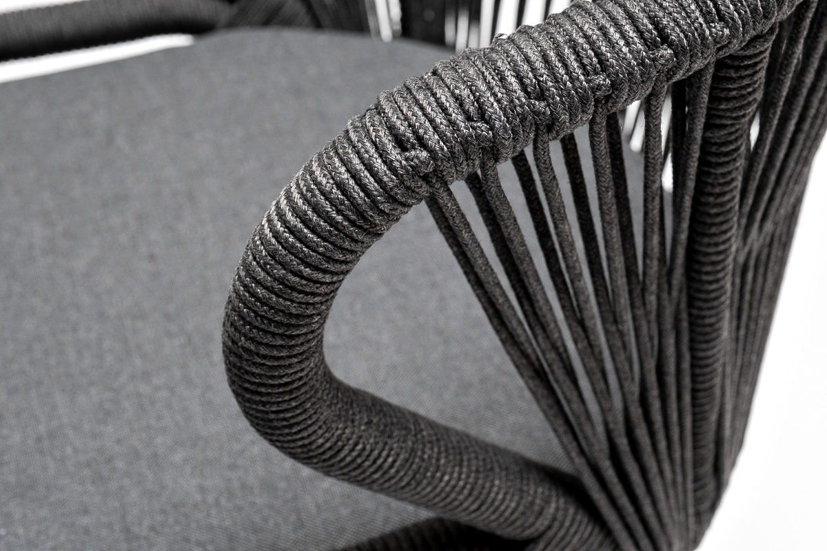 фото "венето" обеденная группа на 6 персон со стульями "милан", каркас темно-серый, роуп темно-серый