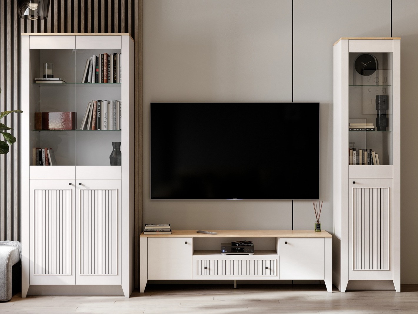 фото  шкаф-витрина 1 дв. гостиная валенсия