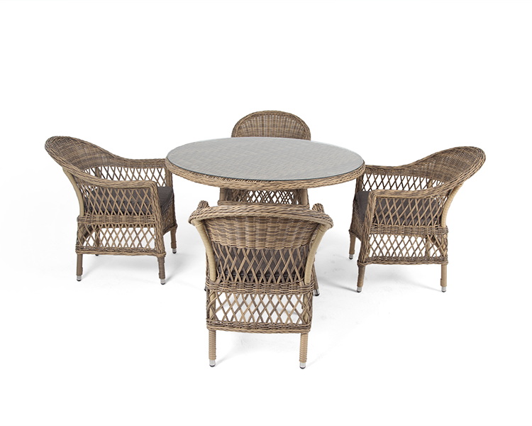 фото "дольче" обеденная группа из искусственного ротанга, цвет соломенный