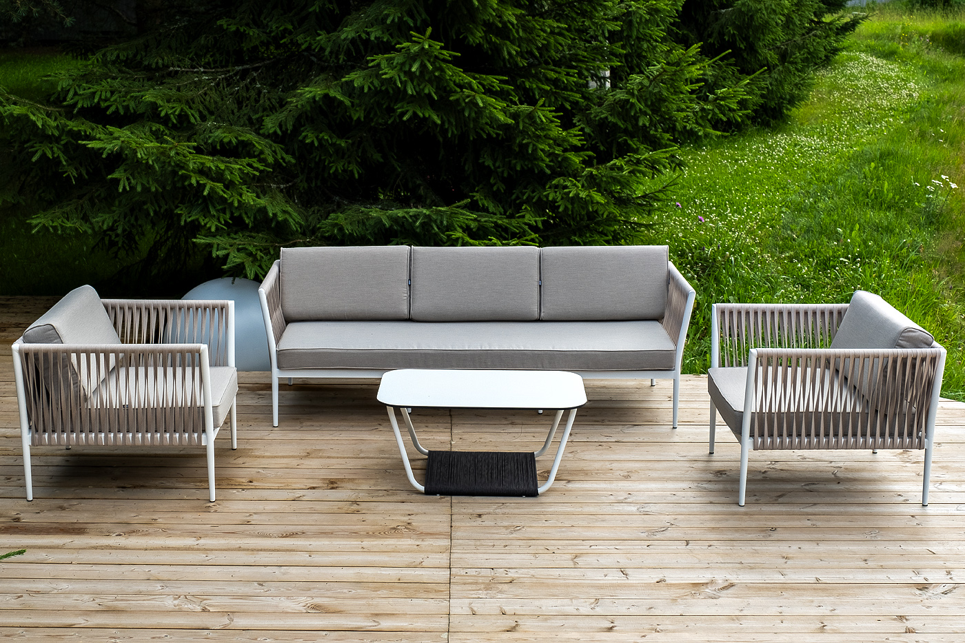 фото "касабланка" лаунж-зона плетеная из роупа 5-местная, цвет бежевый