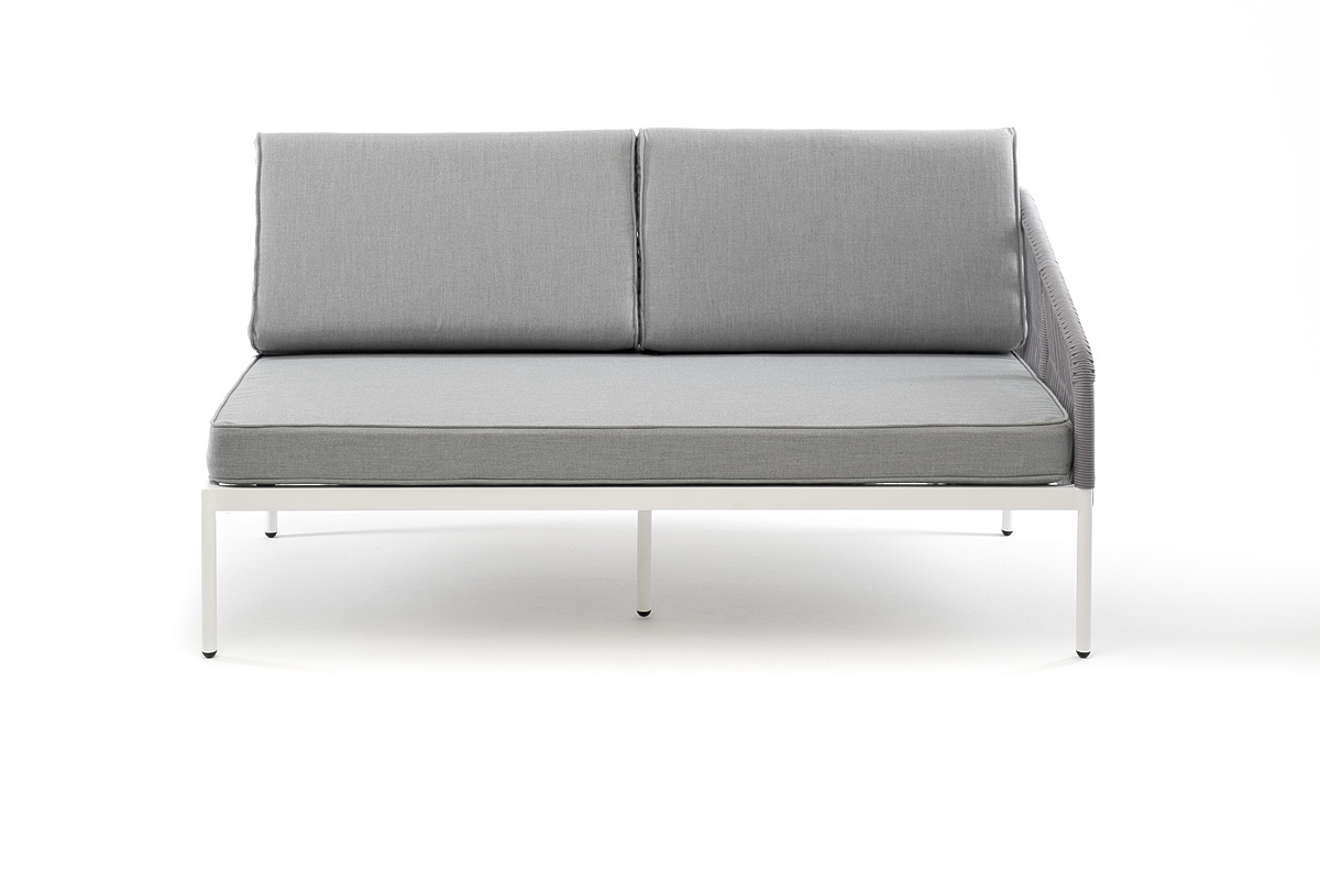 фото "канны" левый модуль плетеный из роупа, каркас алюминий темно-серый (ral7024) шагрень, роуп темно-серый круглый, ткань темно-серая