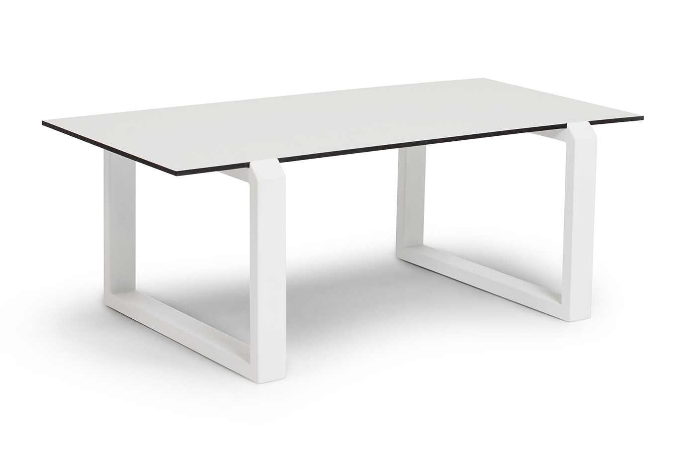 фото "варадеро" журнальный стол из hpl 110х60 h43, каркас алюминий белый муар, цвет столешницы "молочный"