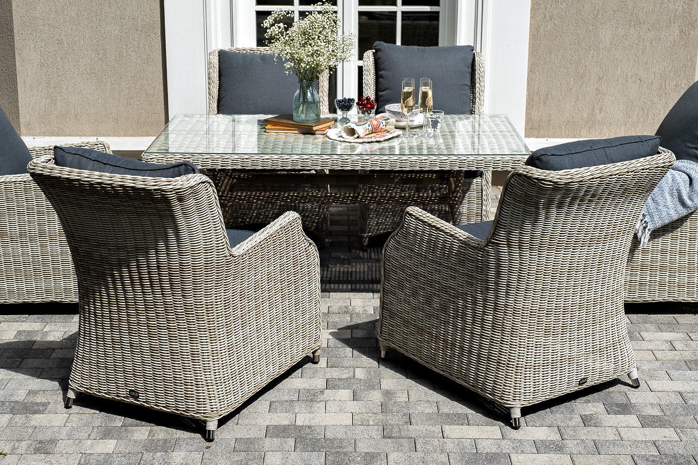 фото "неаполь" обеденная группа плетеная из искусственного ротанга, цвет соломенный