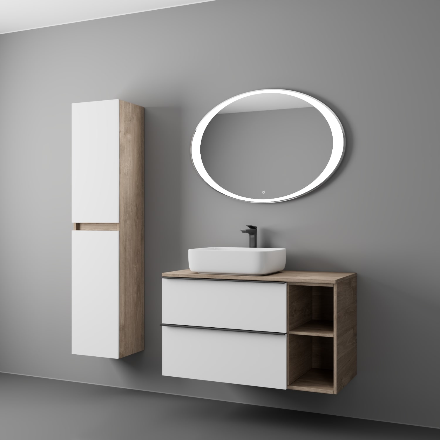 фото тумба sangro 100 с раковиной, белый матовый