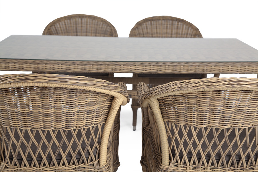 фото "амароне" обеденная группа из искусственного ротанга на 6 персон, цвет соломенный