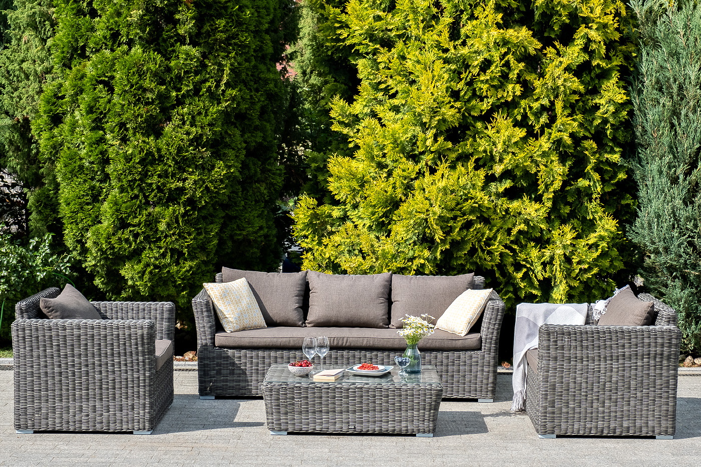 фото "капучино" диван из искусственного ротанга трехместный, цвет графит