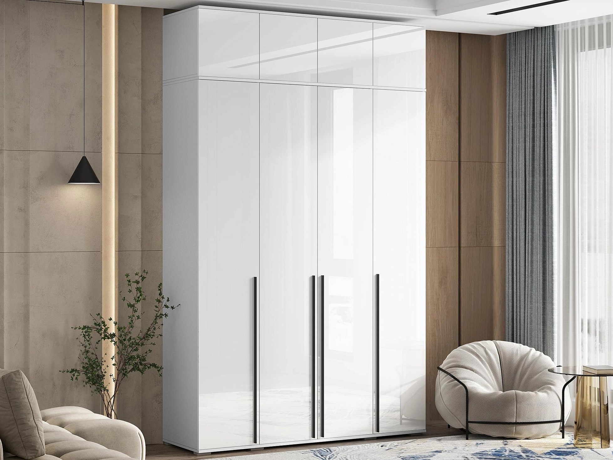 Шкаф 4-х ств. 1600 с антресолью Норд  Шкаф 4-х ств. 1600 с антресолью Норд