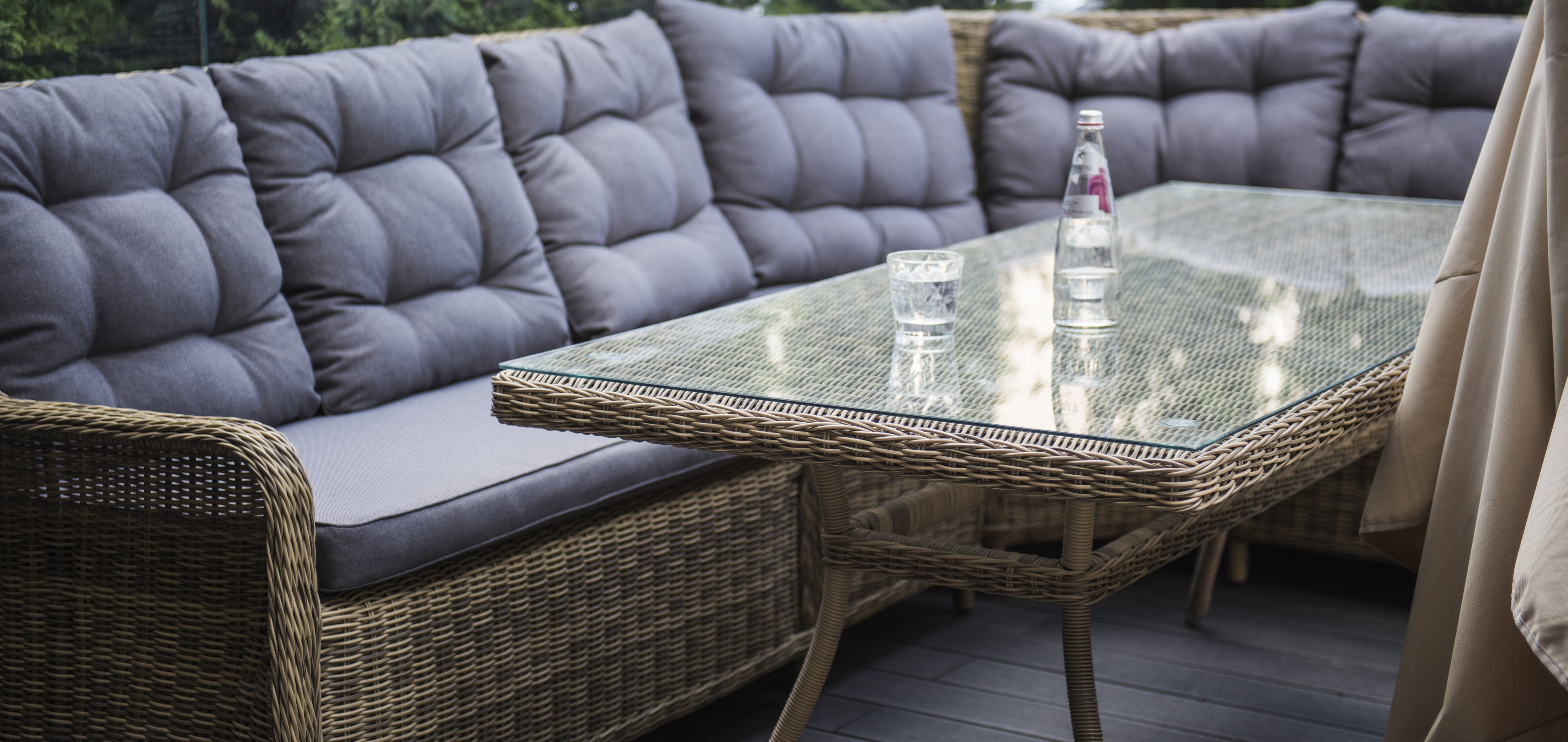 фото "латте" плетеный стол из искусственного ротанга 200х90см, цвет соломенный