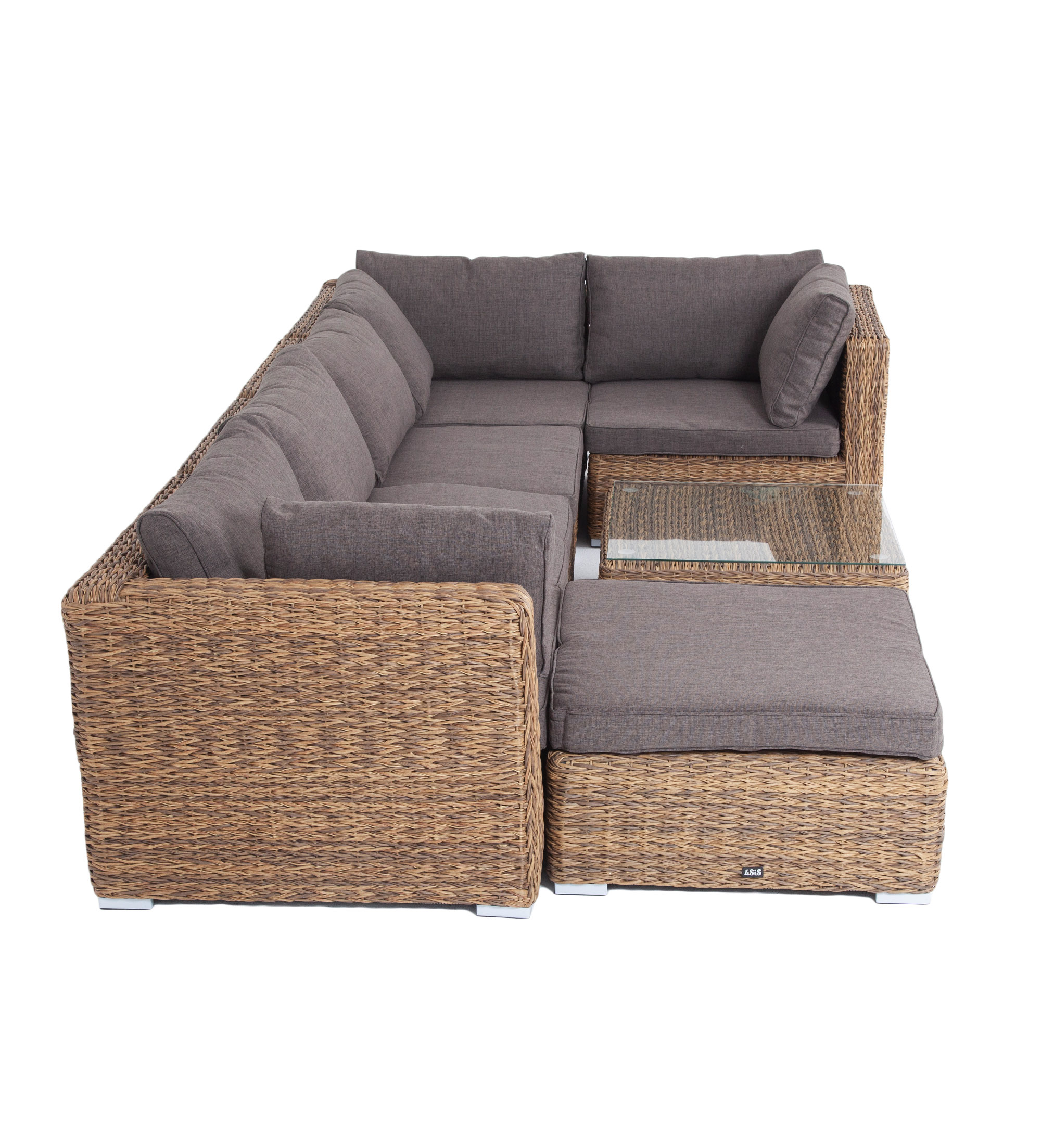 фото "лунго" трансформирующаяся лаунж-зона из искусственного ротанга (гиацинт), цвет соломенный