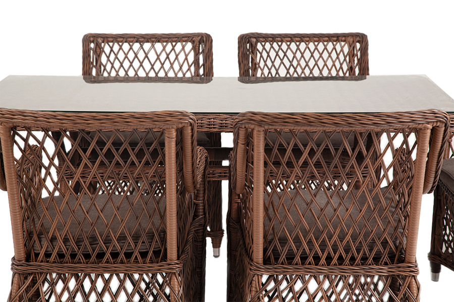 фото "латте" обеденная группа плетеная, цвет коричневый