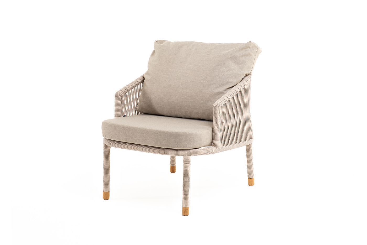 "Верона" кресло плетеное из роупа, каркас алюминий белый муар, роуп бежевый круглый, ткань бежевая 052 фото "верона" кресло плетеное из роупа, каркас алюминий белый муар, роуп бежевый круглый, ткань бежевая 052