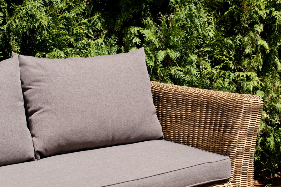 фото "капучино" диван из искусственного ротанга трехместный, цвет соломенный