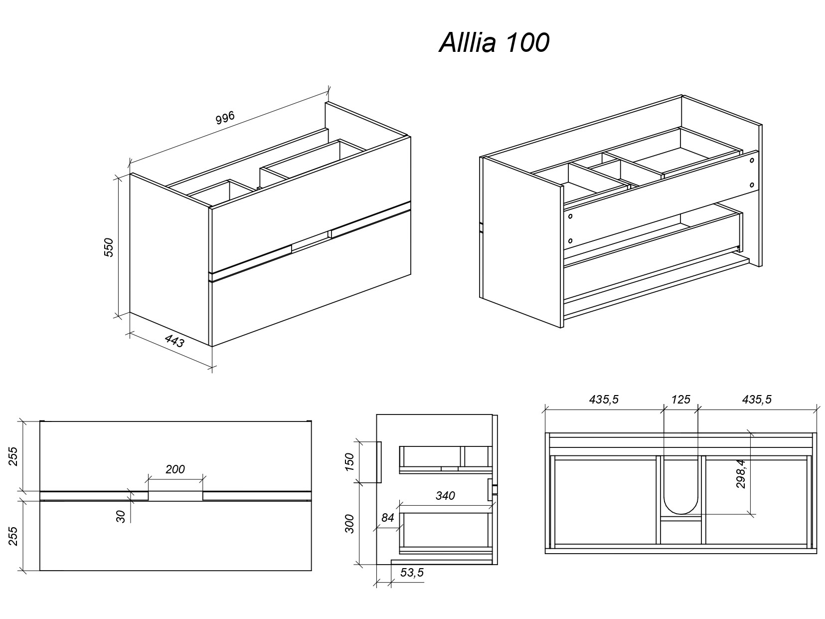 фото тумба с 2-мя ящ. и раковиной под умывальник allia 100