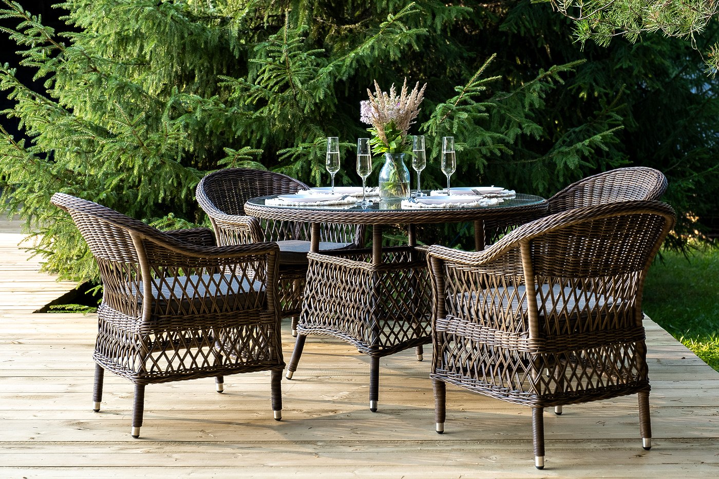 фото "дольче" обеденная группа из искусственного ротанга, цвет коричневый