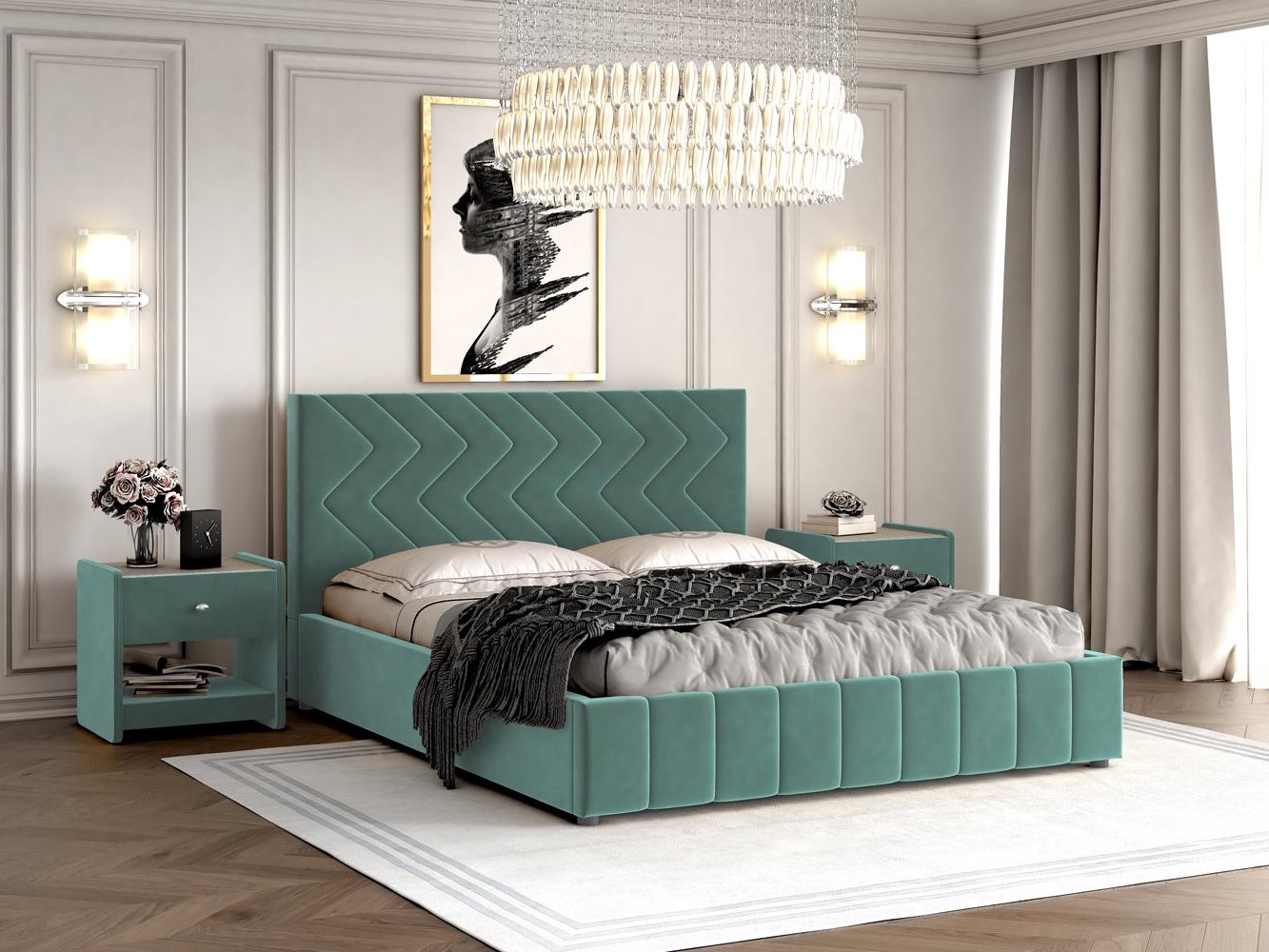 Кровать двуспальная Нельсон (Зигзаг) 