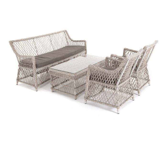 фото "асти" лаунж-зона из искусственного ротанга на 4 персоны, цвет бежевый