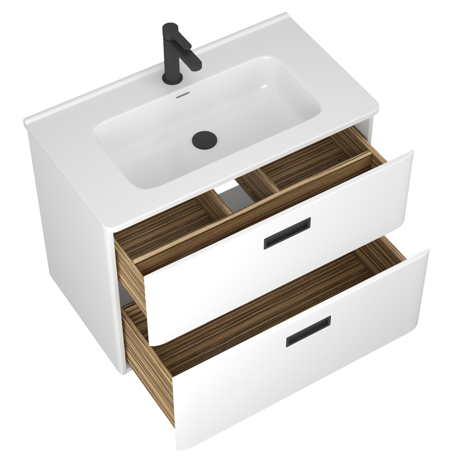 фото тумба 2 ящ. tuscany 80 с раковиной, белый матовый