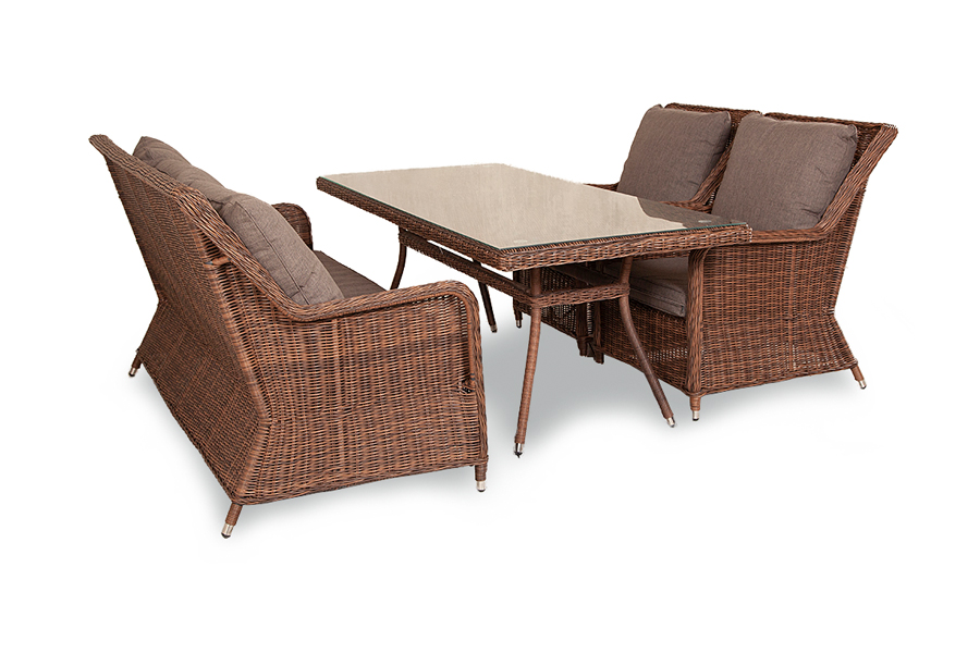 фото "гляссе" обеденная группа из искусственного ротанга, цвет коричневый