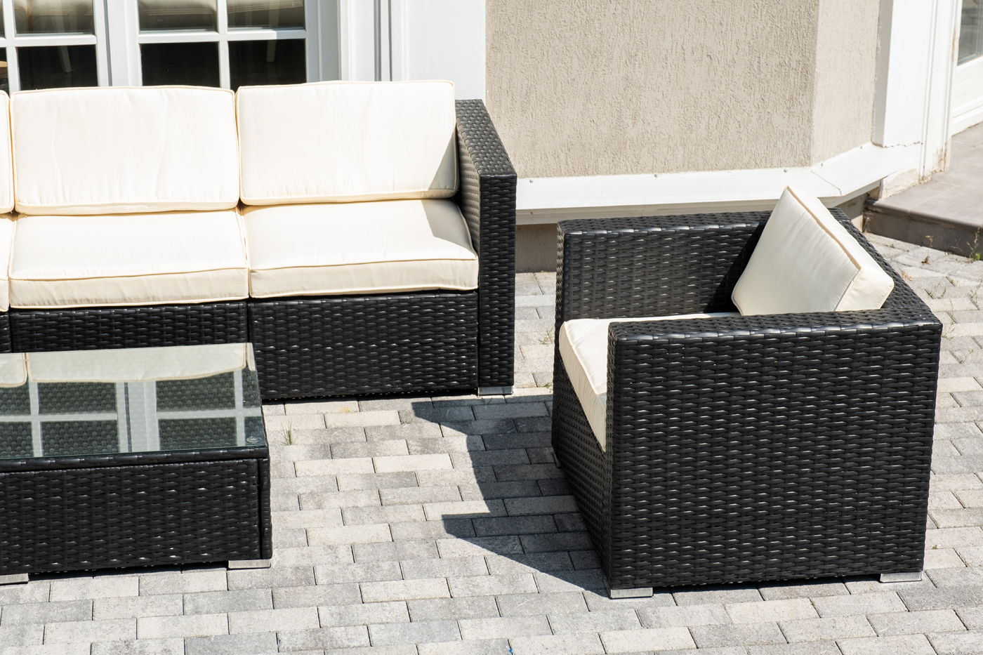 фото "даллас" лаунж-зона из искусственного ротанга на 5 персон, цвет черный