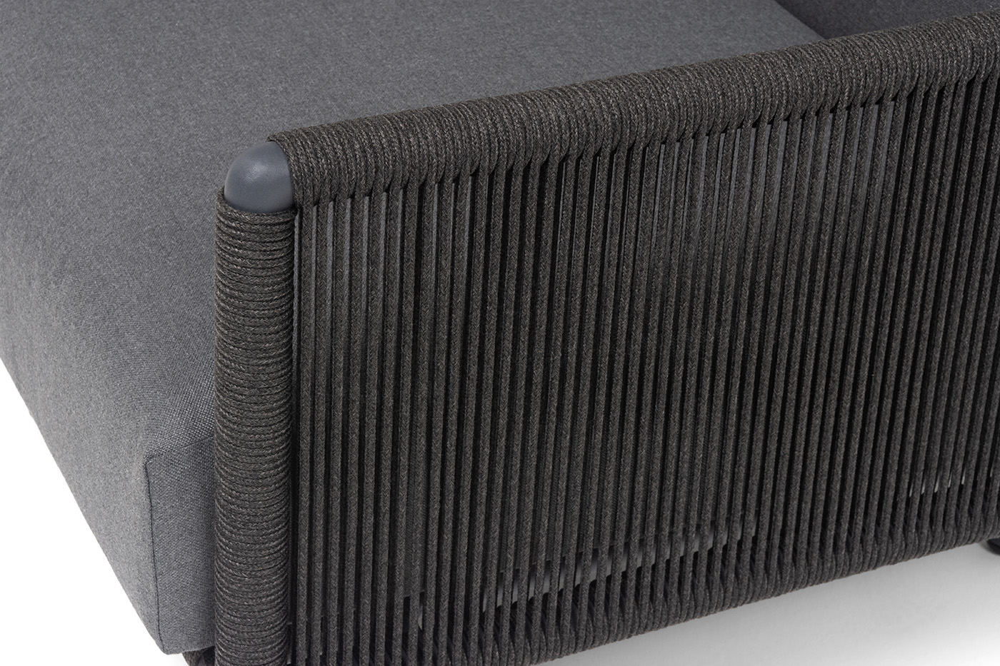 фото "джелло" лаунж-зона 5-местная плетеная из роупа (веревки), каркас алюминиевый темно-серый, роуп темно-серый