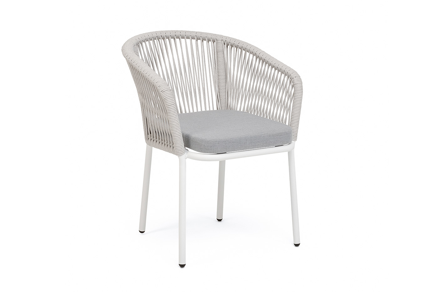 "Марсель" стул плетеный из роупа, каркас алюминий белый муар, роуп светло-серый меланж круглый tex, ткань светло-серая фото "марсель" стул плетеный из роупа, каркас алюминий белый муар, роуп светло-серый меланж круглый tex, ткань светло-серая