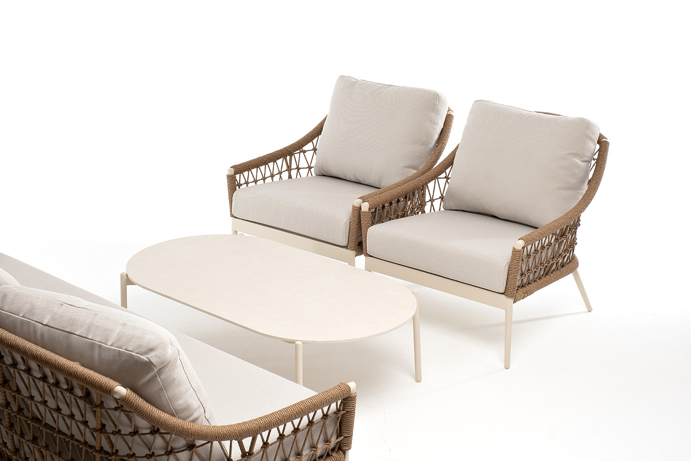 фото "венеция" лаунж-зона из искусственного ротанга, цвет соломенный (к)