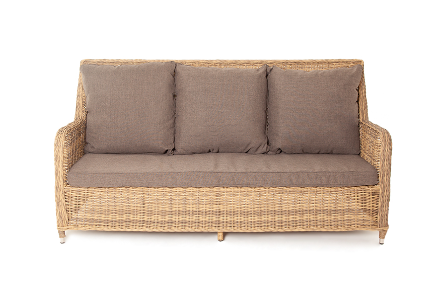 фото "гляссе" диван трехместный из искусственного ротанга, цвет соломенный