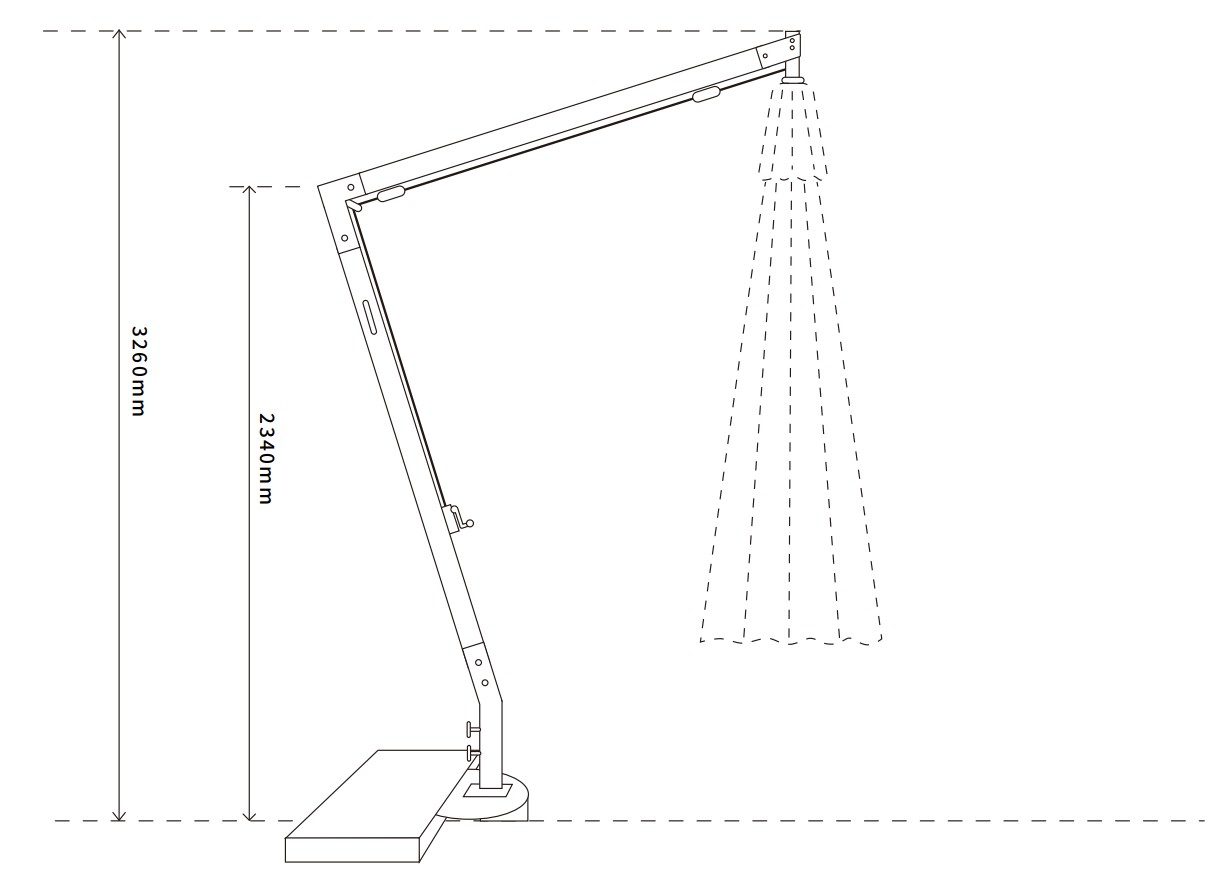 фото "корсика" зонт уличный 3х3м на боковой алюминиевой опоре, цвет под дерево