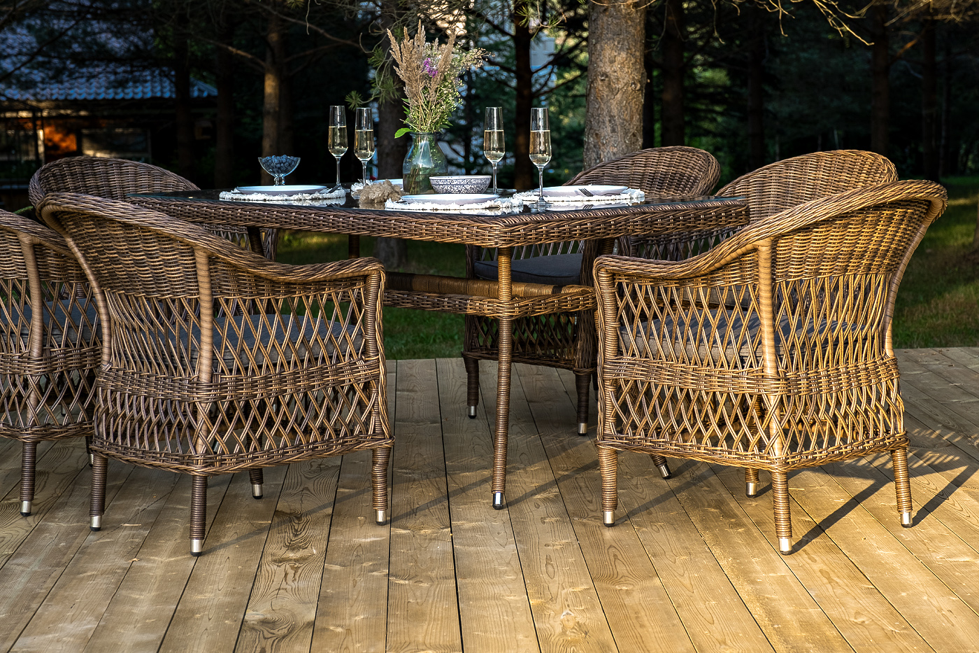 фото "амароне" обеденная группа из искусственного ротанга на 6 персон, цвет коричневый