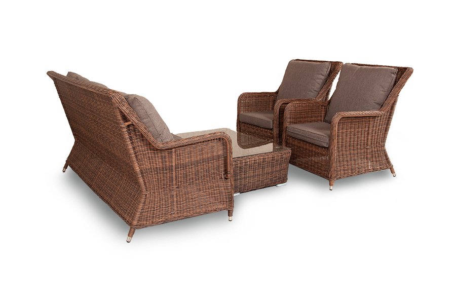 фото "гляссе" лаунж-зона из искусственного ротанга, цвет коричневый