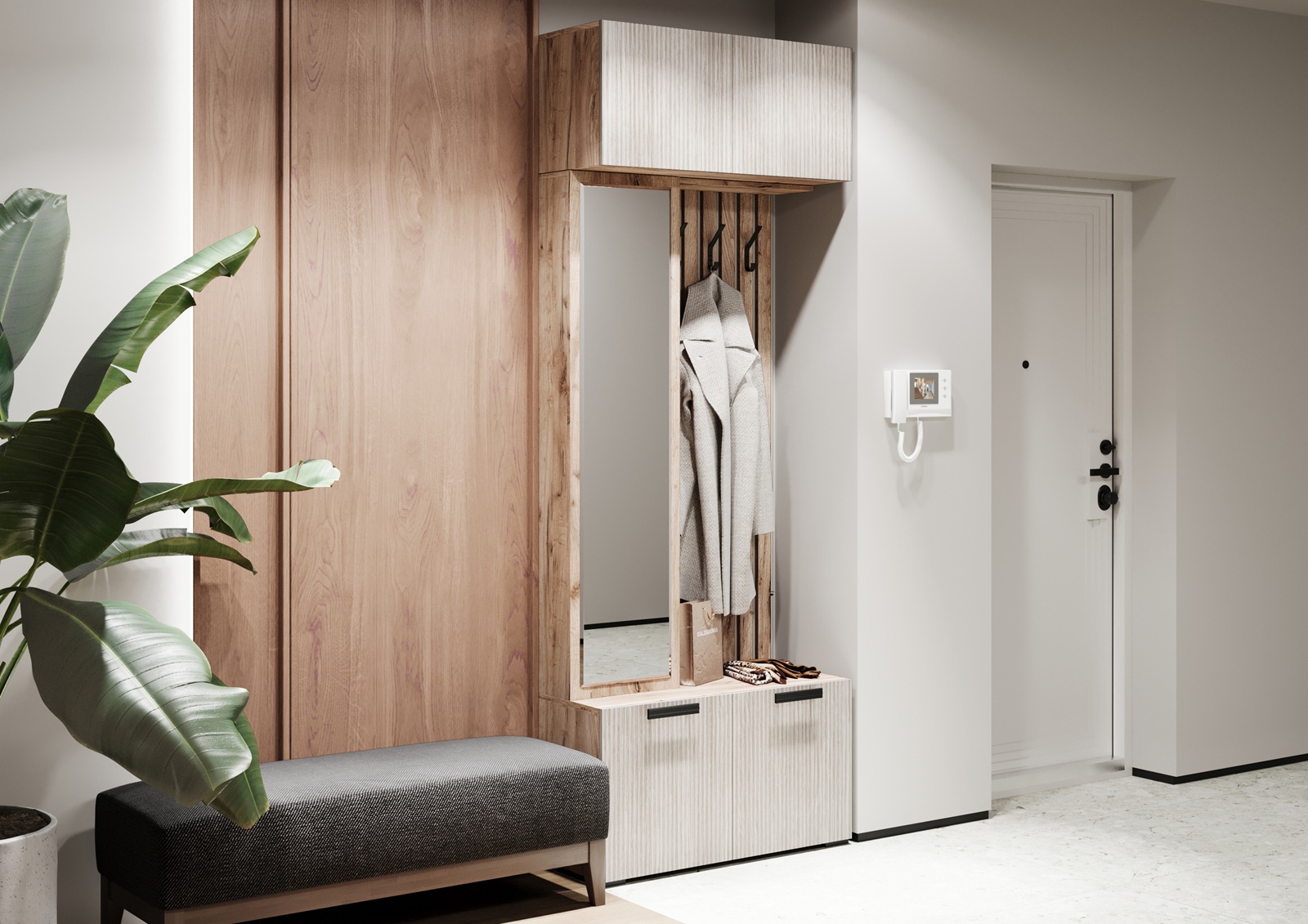 Секция с вешалками и обувницей ПБ-03 Берта 