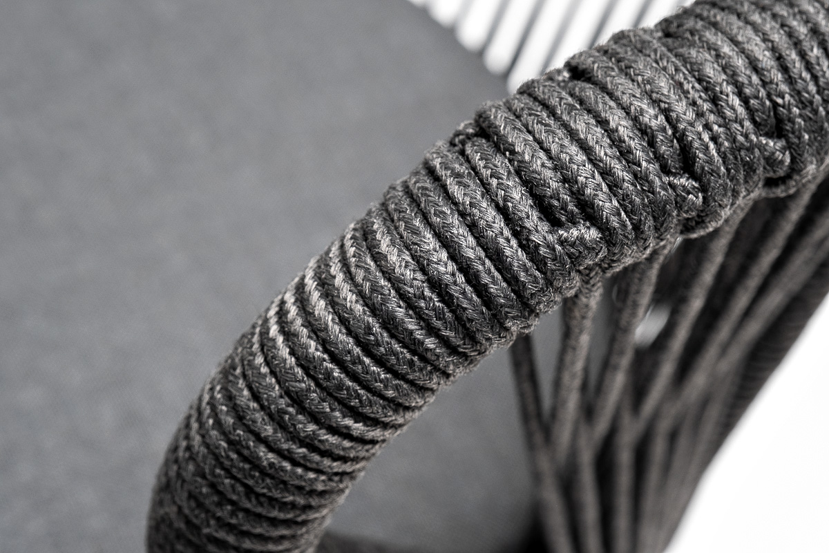 фото "венето" обеденная группа на 6 персон со стульями "милан", каркас темно-серый, роуп темно-серый