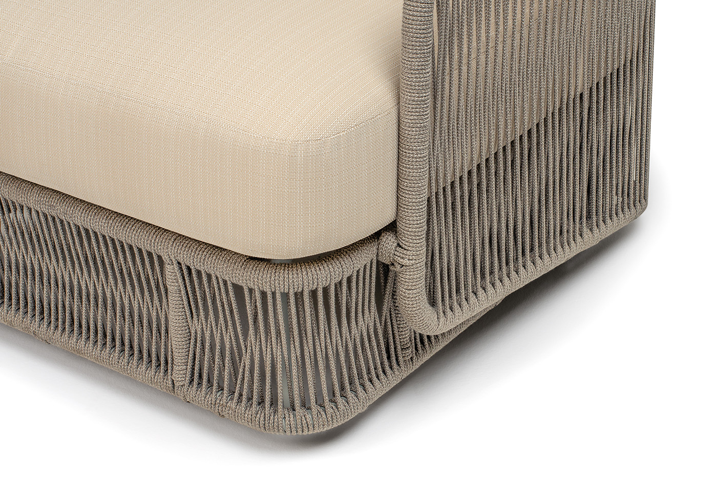 фото "альбано" лаунж-зона 5-местная плетеная из роупа (веревки), каркас алюминиевый светло-серый, роуп серый меланж