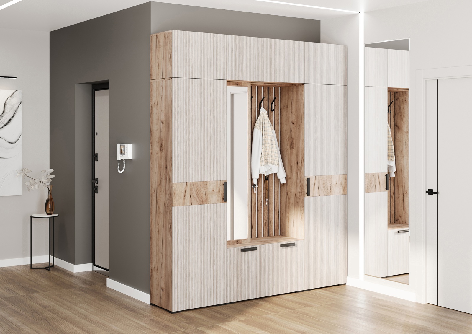 Шкаф 1-дверный с вешалкой и полками ПБ-01 Берта 