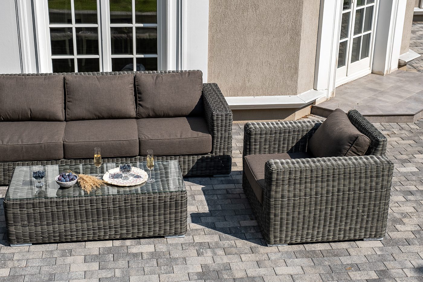 фото "боно" лаунж-зона из искусственного ротанга, цвет графит